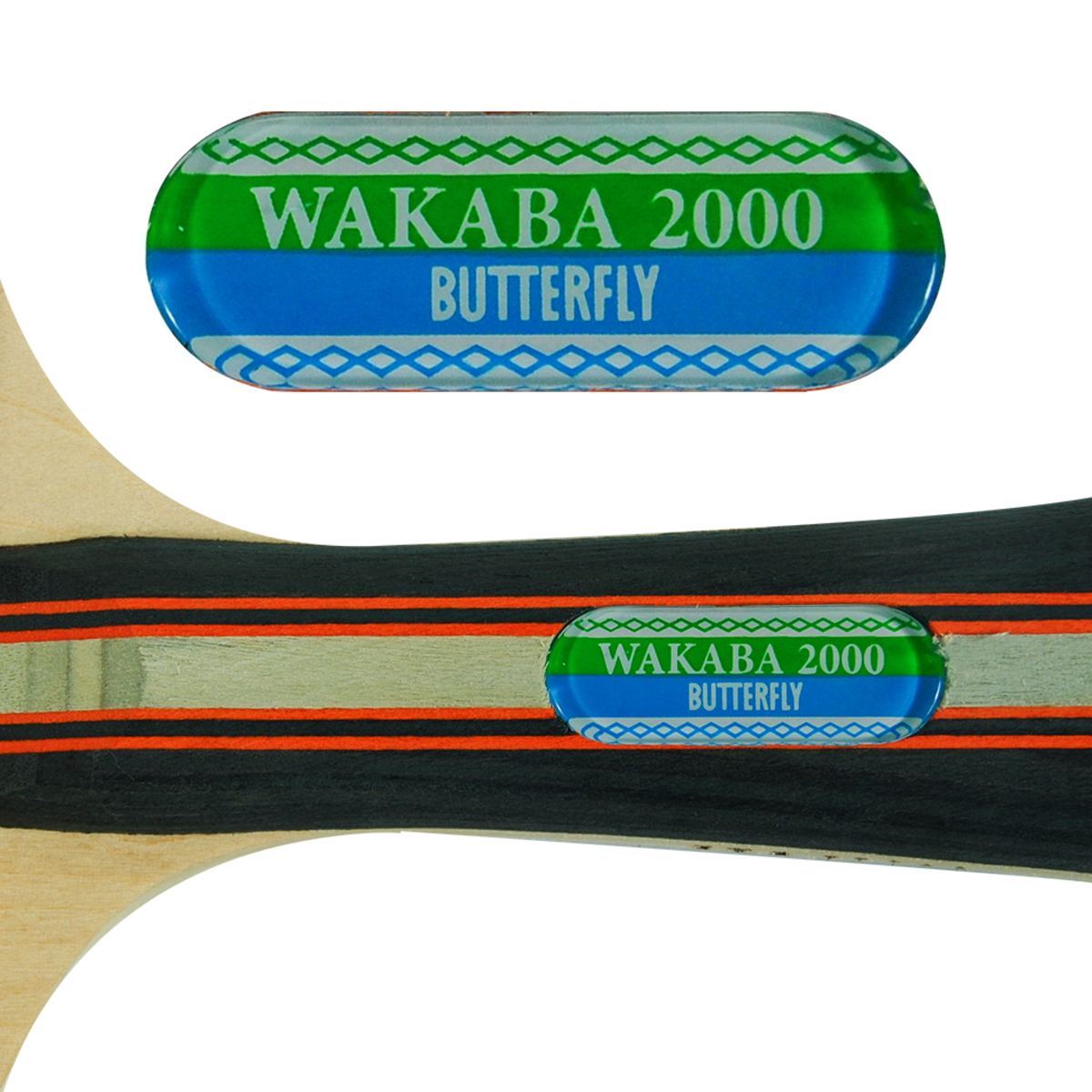 Butterfly Wakaba 2000 Racket: Blade Handle Emblem